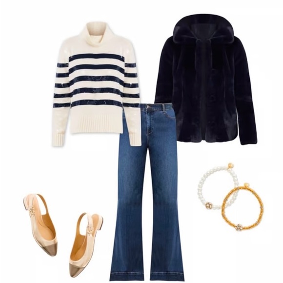 New! Talbots Striped Sequin Sweater - Picture 2 of 7